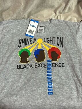 Shine A Light On Black Excellence Gray Graphic Tee